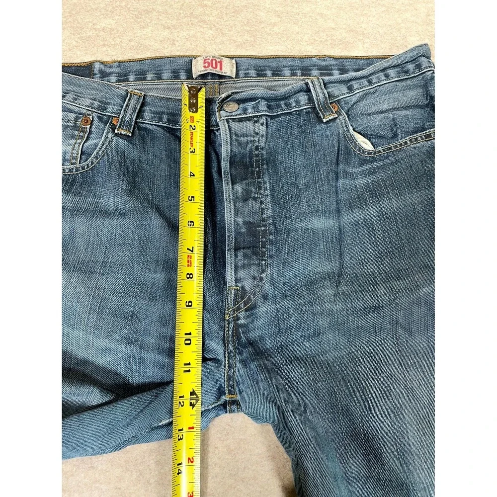 Levis 501 Straight Leg Jeans Mens‎ 40x34 Blue Whiskering Denim Button Fly Cotton